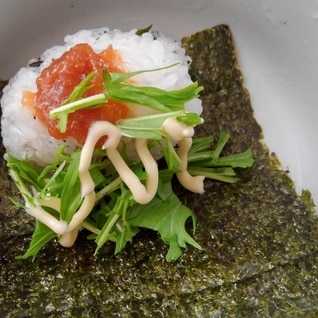 ゆず味噌と水菜の爽やかなおにぎり